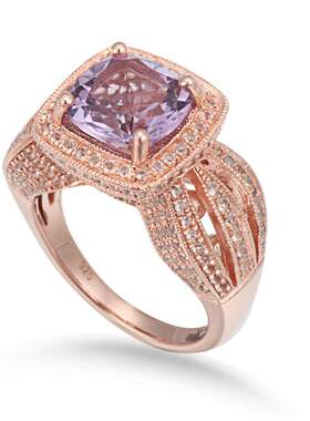 自营Suzy Levian 纯银 4.59 cttw 粉红色紫水晶戒指 - 粉红色 美