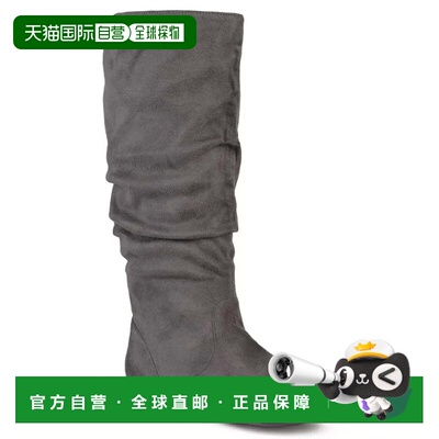 自营Journee Collection Rebecca靴子女士灰色人造麂皮膝盖高ZAP2