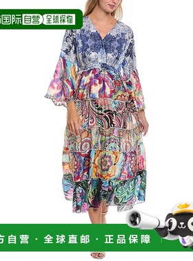 自营 johnny was强尼是Dibble分层迷笛连衣裙-蓝色 美国奥莱直发