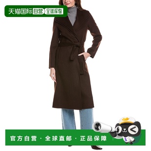 自营Tahari Elliot Long Wool-Blend Coat - brown 美国奥莱直发