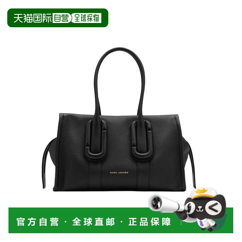 自营marc jacobsBebe City手提包织纹皮革双手柄拉链手提包-黑色