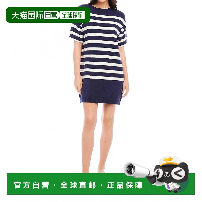 自营fifteen twentyGeorgette Mini Dress In Blue Stripe - blue