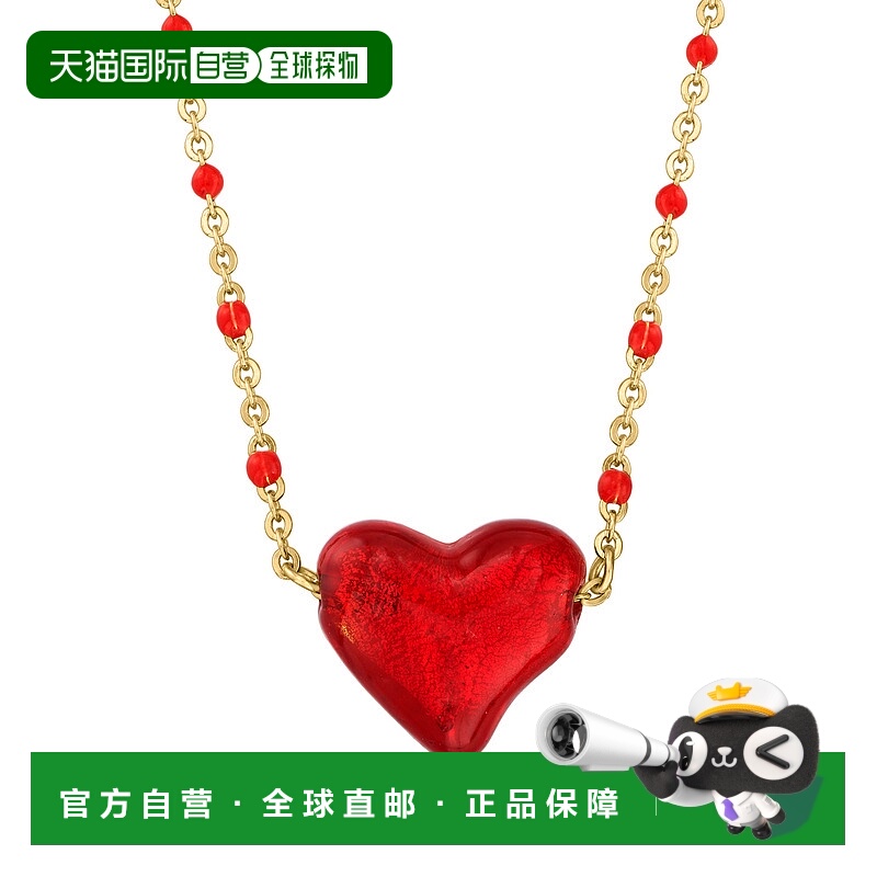 自营Ross-Simons Italian Red Murano Glass Heart Bead Necklace