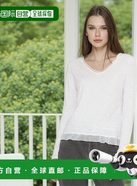 自营 wilt长袖薄纱混合T恤-白色 美国奥莱直发修身宽松上衣女装