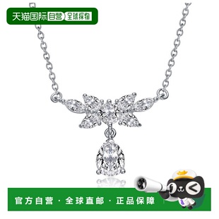 自营 genevive纯银镀白金透明方晶锆石泪珠项链 - 白色 美国奥莱