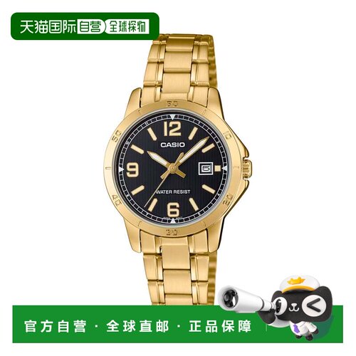 自营Casio Women’s Gold Bracelet Analog Watch with Black Dia