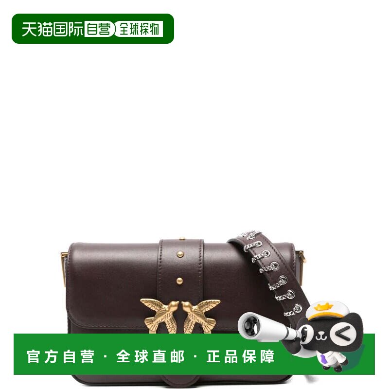 自营pinko迷你休闲单肩包，金色搭扣装饰-黑色 美国奥莱直发