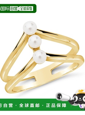 自营 sterling forever纯银三重珍珠叠环 - 金 美国奥莱直发戒指