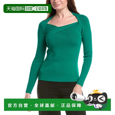 自营Elie Tahari Novelty Wrap Neck Top - green 美国奥莱直发