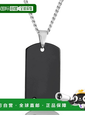 自营 Crucible Los Angeles 男士碳化钨高抛光钻石狗牌吊坠项链