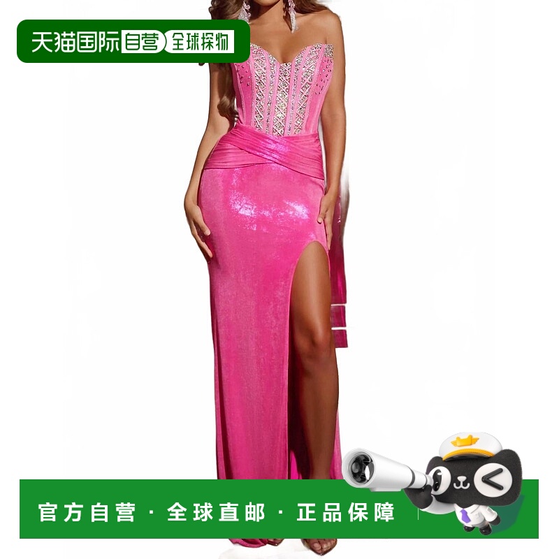 自营jovaniOff-Shoulder Gown In Hot Pink - hot pink 美国奥莱