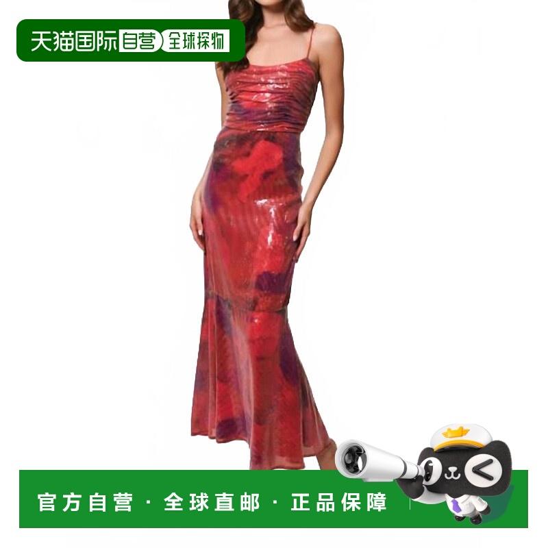 自营hutchTylia褶饰马克西连衣裙，格林纳达画家画布-格林纳达画