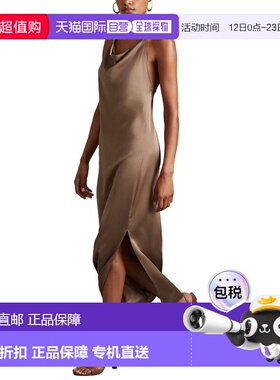 自营Reiss Lilah Slip Cowl Neck Midi Dress - mink 美国奥莱直