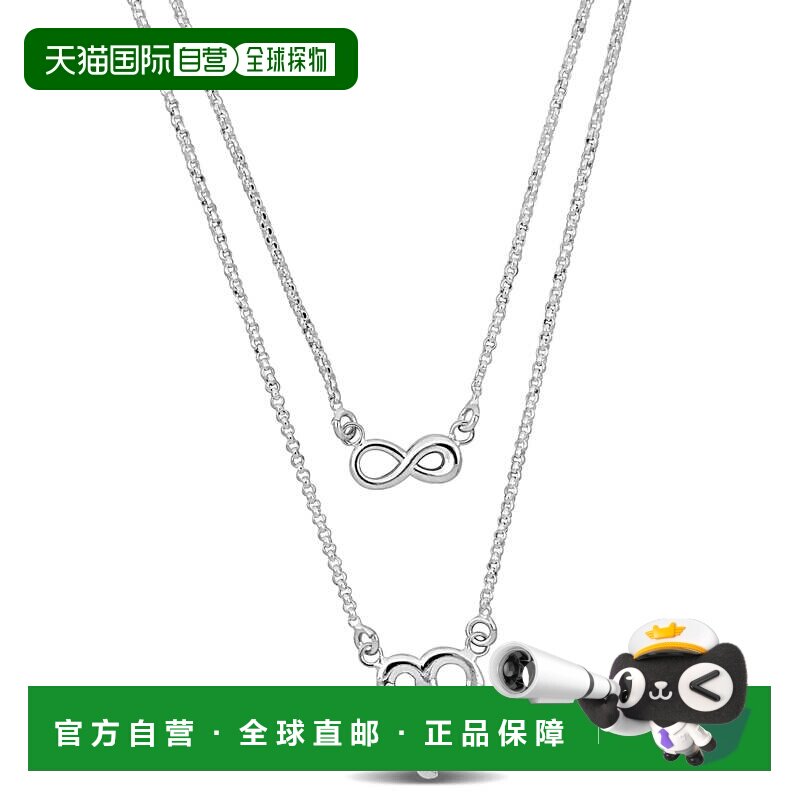 自营925 纯银 Mimi & Max Infinity and Heart Charm 双股项链 -