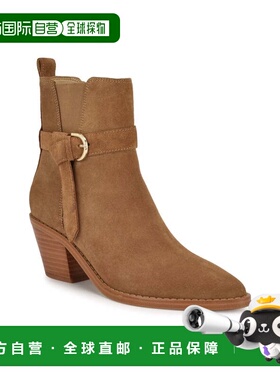 自营Nine West Lemone Boots M Cognac Suede Pointy Toe Ankle B