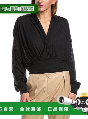 自营IRO Barba羊绒混纺T恤-黑色 美国奥莱直发上衣