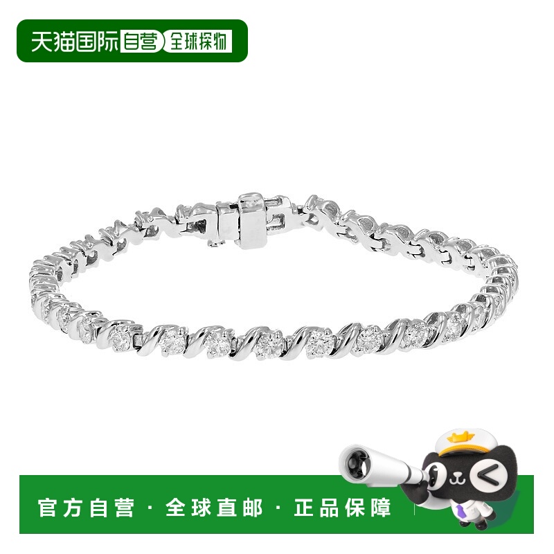 自营 vir jewels3 cttw SI1-SI2 认证钻石手链 14K 白金 I-J 圆形