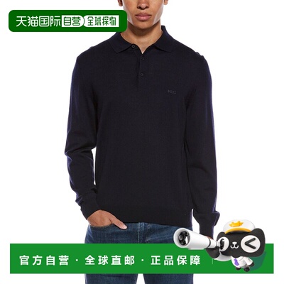 自营BOSS Hugo Boss Bono羊毛polo衫-蓝色 美国奥莱直发
