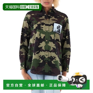 红树林绿ip 自营 Burberry女士红树林绿Csilla迷彩印花棉衬衫