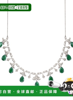 自营 ross-simons罗斯-西蒙斯翡翠和 . 925 纯银钻石项链 - 16 英
