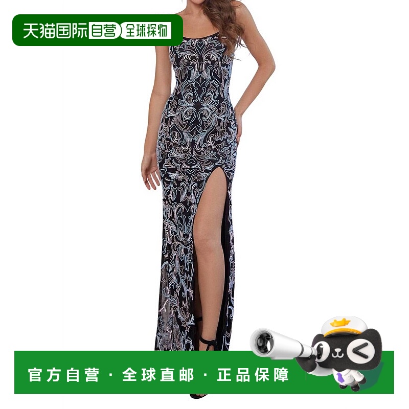 自营 scalaLong Multi Pattern Gown In Multi/black - multi/bla