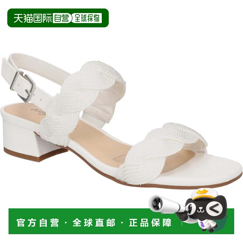 自营Easy Street Charee凉鞋女式白色梭织块跟系带ZPO3903-白色
