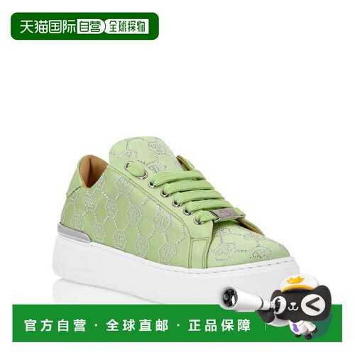自营philipp pleinSatin Lo顶级运动鞋Monogram Strass-绿色 美国