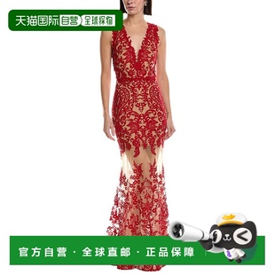 Deep Neck 自营Marchesa Gown Sleeveless Embroidered Notte