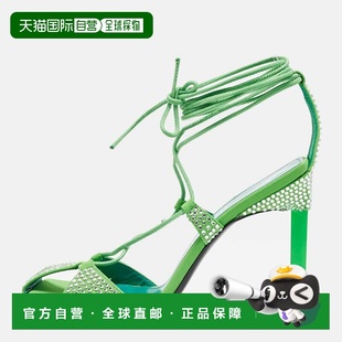 自营The Attico Neon Green Fabric And Suede Crystal Embellish