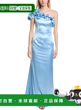 自营 Rene Ruiz单肩3D图案柱形礼服-蓝色 美国奥莱直发连衣裙长裙