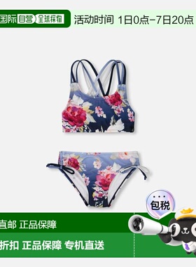 自营deux par deuxTwo-Piece Swimsuit Blue Rose Print - blue w