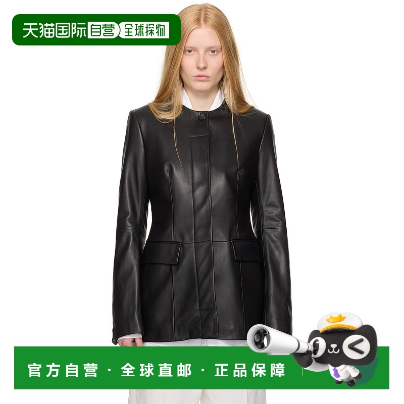 1h可退 香港直邮潮奢 TOTÊME 女士 黑色无领皮革夹克 252WRO0192L