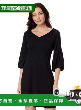 自营Women's Tommy Bahama Darcy LS A-Line Dress Black Stretch