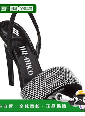 自营 the atticoAttico Rem 缎面露跟凉鞋 - 黑色 美国奥莱直发