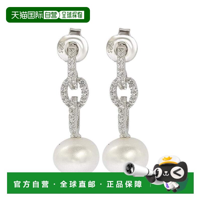 自营Suzy Levian 纯银珍珠和白色蓝宝石吊坠耳环 蓝色 美国奥莱直图片