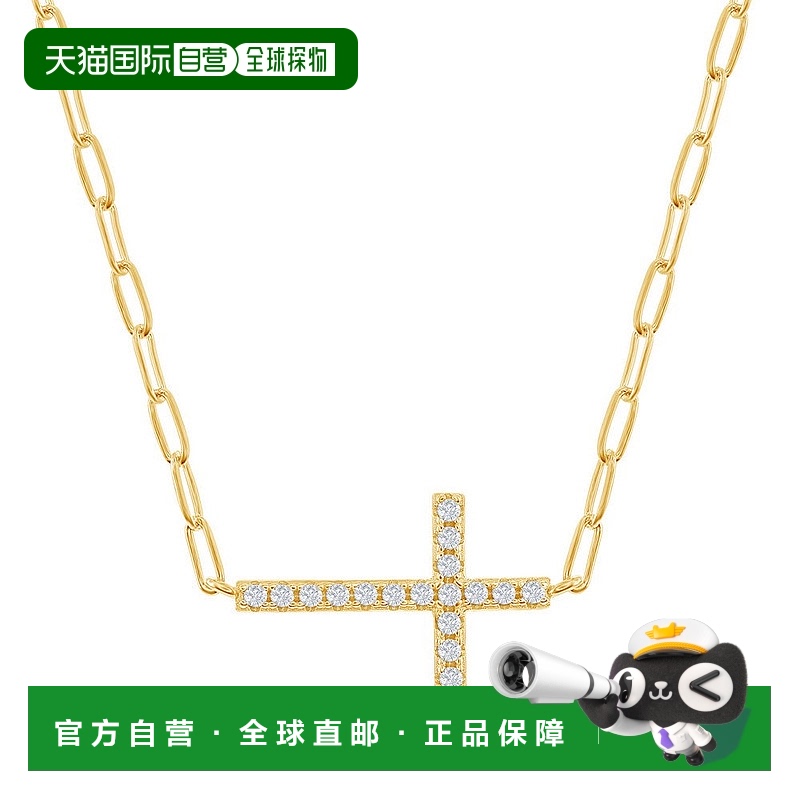 simona纯银 CZ 侧向十字回形针项链 - 镀金 - 金色 【美国奥莱】