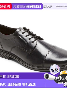 自营Rockport Taylor Oxford Black Leather Waterproof Cap Toe