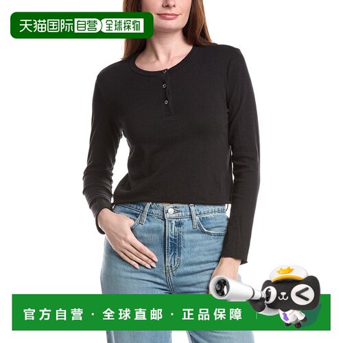 自营James Perse Shrunken Henley - black 美国奥莱直发上衣