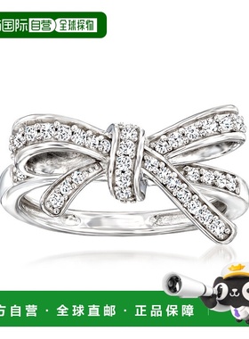 自营 925 纯银 Ross-Simons 钻石蝴蝶结戒指 - 白色 美国奥莱直发