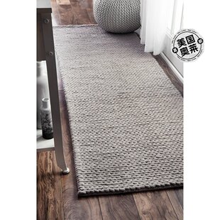 nuLOOM Hand Woven Chunky Woolen Cable Area Rug - light gray