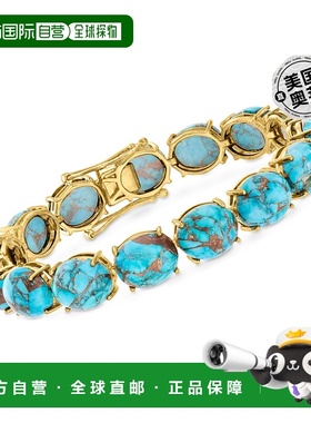 自营Ross-Simons Mohave 绿松石手链 18 克拉金 8 英寸 美国奥莱