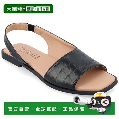 自营journee collectionJournee女式Brinsley中宽平底凉鞋-黑色