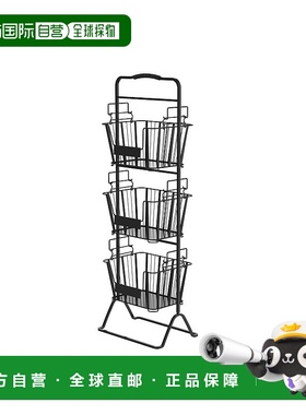 自营 Oceanstar 3 层金属线收纳篮架，带可拆卸篮子 - 黑色 - 黑