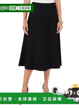 自营Vince Camuto A-Line Skirt Womens Rich Black Rayon Stretc