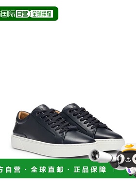 自营bossGary皮革低帮运动鞋，带品牌蕾丝环-深蓝色 美国奥莱直发