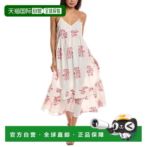 自营FRNCH Cosette中长款连衣裙-白色 美国奥莱直发吊带性感
