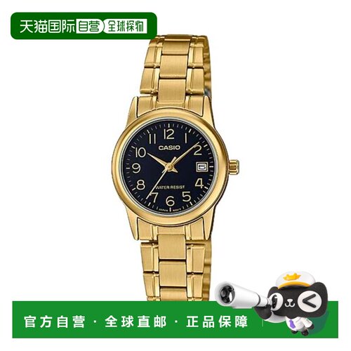 自营Casio Women’s Black Dial Gold-Tone Stainless Steel Brac