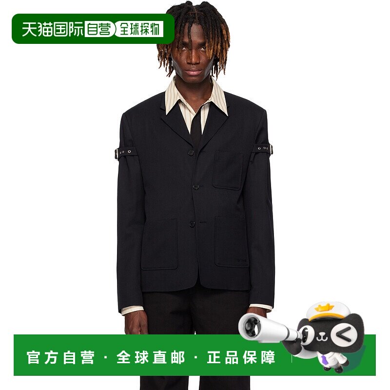 1h可退 香港直邮潮奢 We11Done 男士 海军蓝束带西装外套 WDJK025