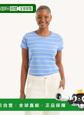自营Nautica Womens Striped Crewneck T-Shirt - ultramarine 美