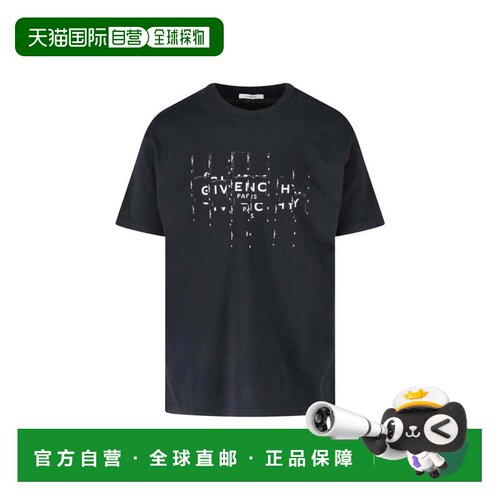 自营givenchy黑色圆领徽标棉质t恤-黑色 美国奥莱直发